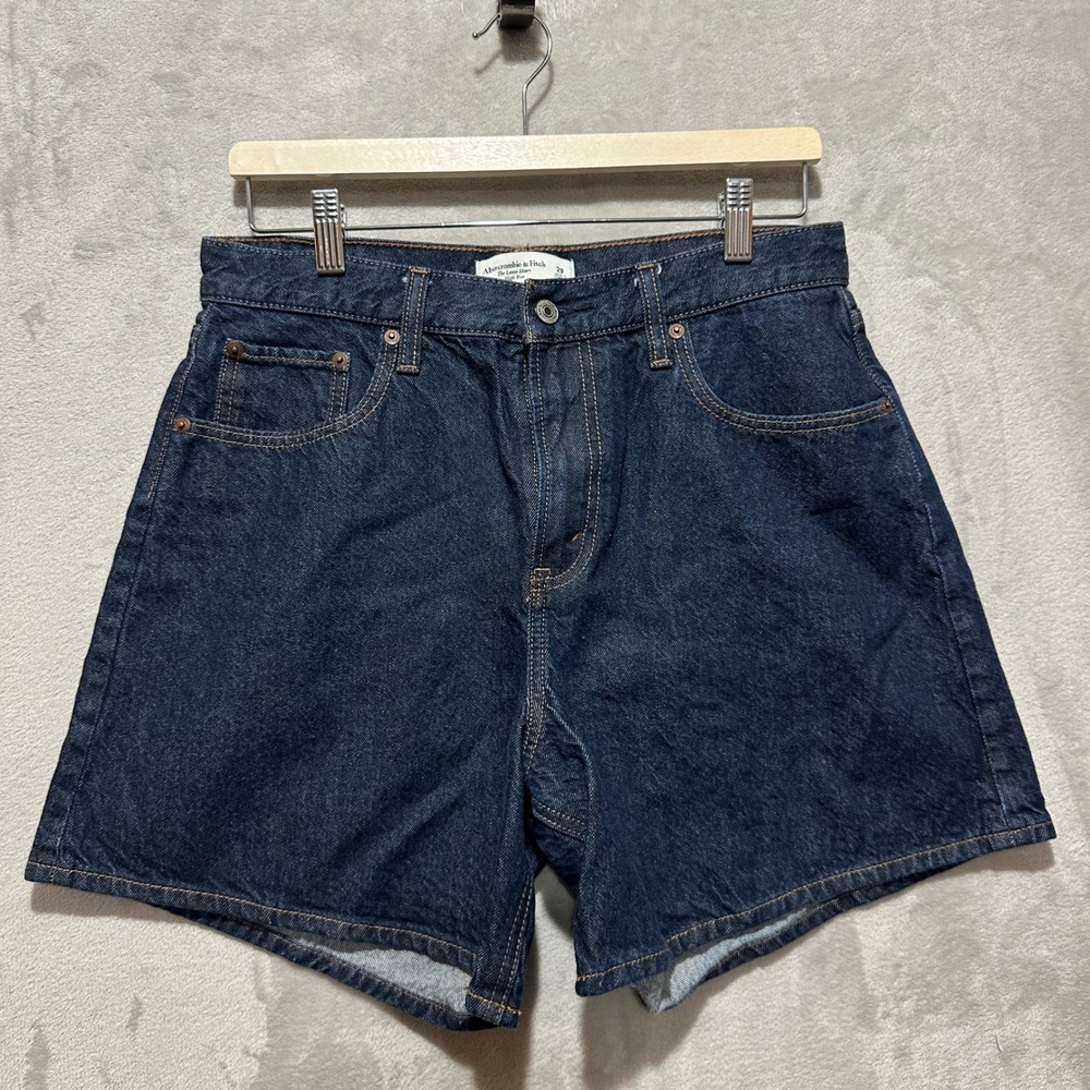 Abercrombie & Fitch The Loose Short High Rise Denim Shorts Dark Wash Size 29